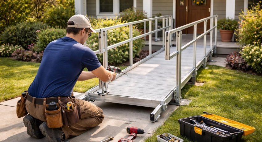 personne-installe-rampe-aluminium-maison
