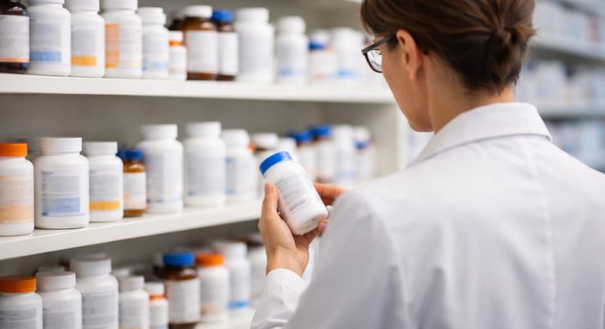 pharmacien-blouse-blanche-flacons-medicaments